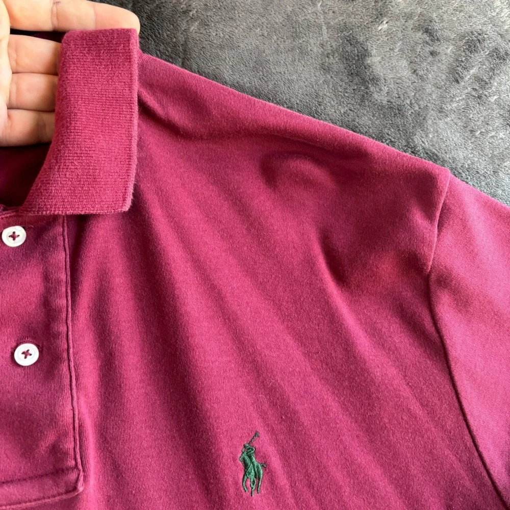 Polo Ralph Lauren Mens‎ Medium Burgundy Short Sleeve Pique Cotton Polo Shirt